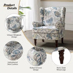 Fabric Wingback Armchair with Turned Legs, Multi-Color, Single