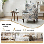 Fabric Wingback Armchair with Turned Legs, Multi-Color, Single