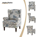 Fabric Wingback Armchair with Turned Legs, Multi-Color, Single