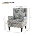 Fabric Wingback Armchair with Turned Legs, Multi-Color, Single