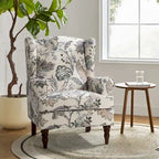 Fabric Wingback Armchair with Turned Legs, Multi-Color, Single