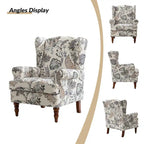 Fabric Wingback Armchair with Turned Legs, Multi-Color, Single