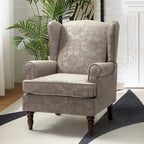Fabric Wingback Armchair with Turned Legs, Multi-Color, Single