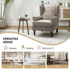 Fabric Wingback Armchair with Turned Legs, Multi-Color, Single