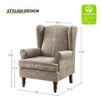 Fabric Wingback Armchair with Turned Legs, Multi-Color, Single