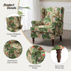 Fabric Wingback Armchair with Turned Legs, Multi-Color, Single