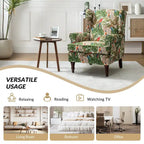 Fabric Wingback Armchair with Turned Legs, Multi-Color, Single