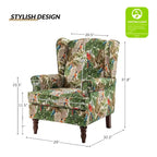 Fabric Wingback Armchair with Turned Legs, Multi-Color, Single