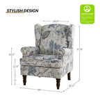 Fabric Wingback Armchair with Turned Legs, Multi-Color, Single