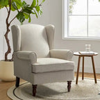 Fabric Wingback Armchair with Turned Legs, Multi-Color, Single