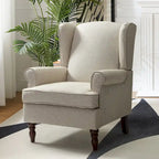 Fabric Wingback Armchair with Turned Legs, Multi-Color, Single