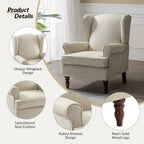 Fabric Wingback Armchair with Turned Legs, Multi-Color, Single