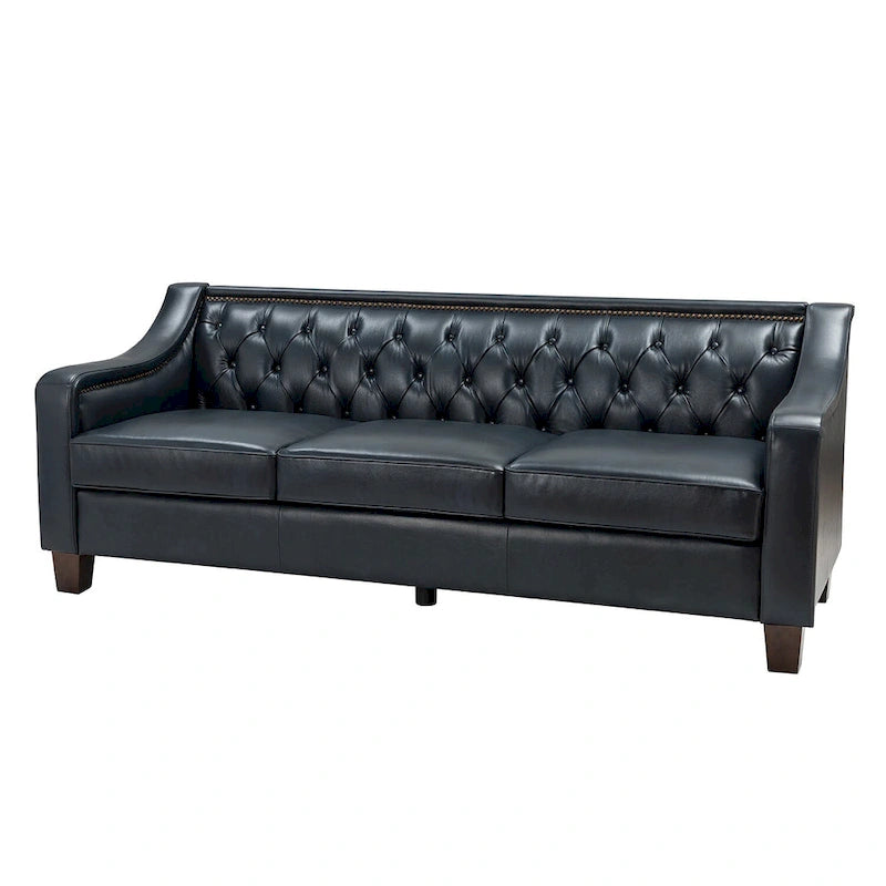 Brown / Camel / Navy / Dove / Burgundy / Sage / Black / Beige Transitional Genuine Leather 2-Seat Sofa