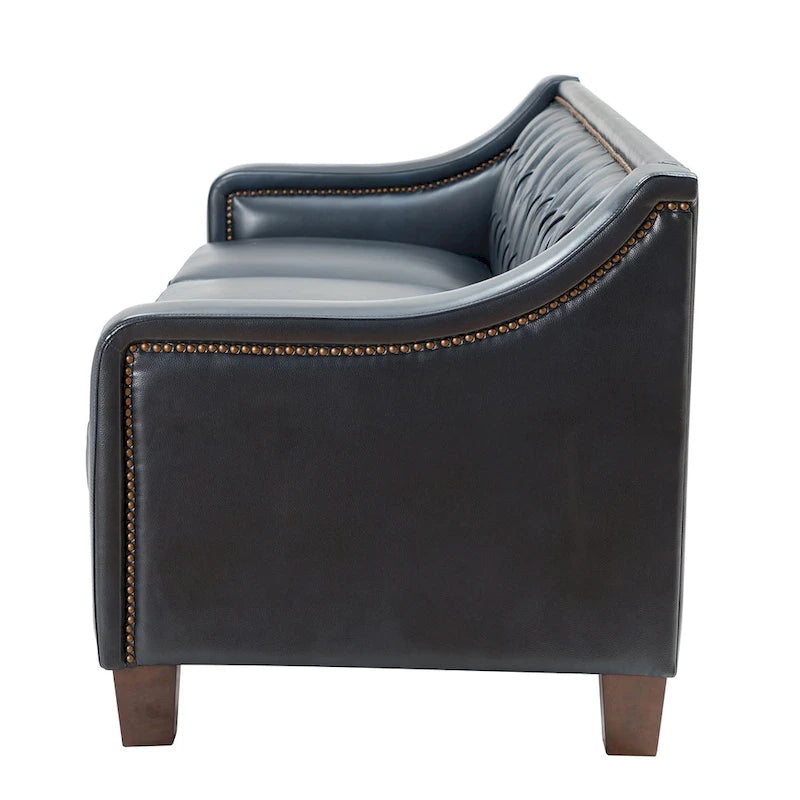 Brown / Camel / Navy / Dove / Burgundy / Sage / Black / Beige Transitional Genuine Leather 2-Seat Sofa