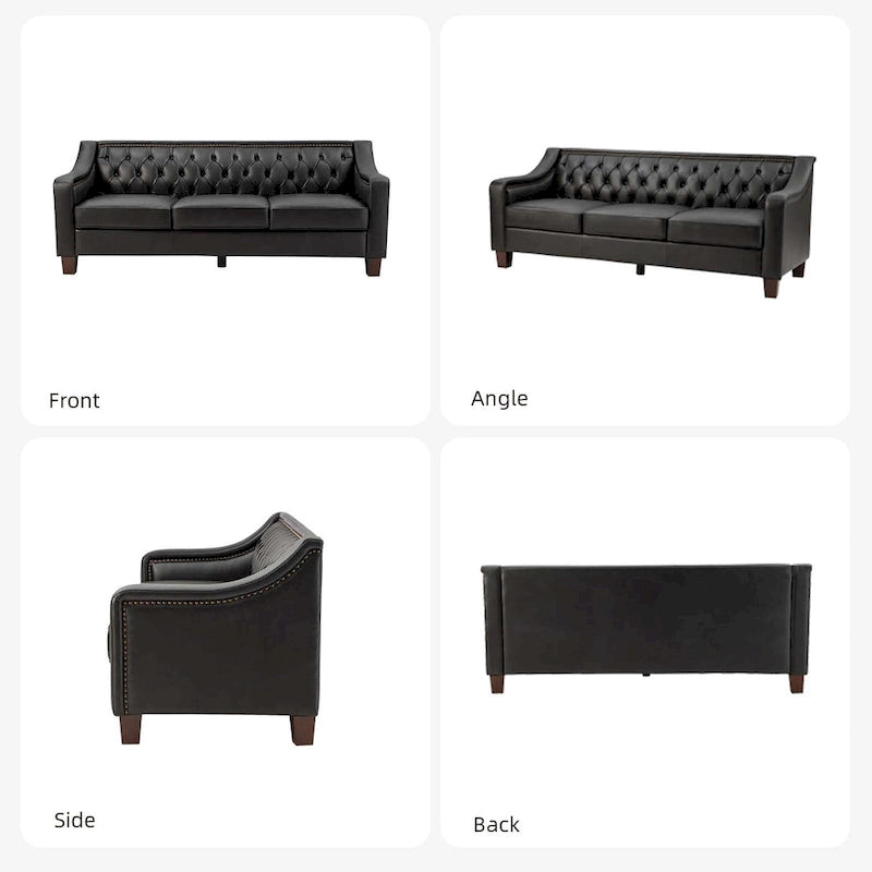 Brown / Camel / Navy / Dove / Burgundy / Sage / Black / Beige Transitional Genuine Leather 2-Seat Sofa