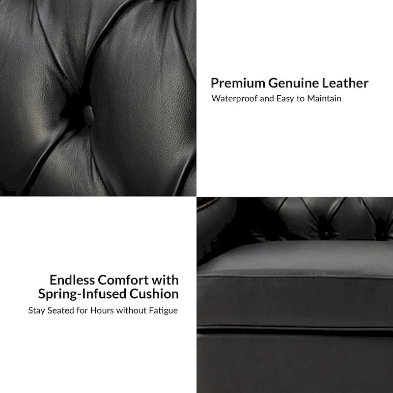 Brown / Camel / Navy / Dove / Burgundy / Sage / Black / Beige Transitional Genuine Leather 2-Seat Sofa