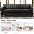 Brown / Camel / Navy / Dove / Burgundy / Sage / Black / Beige Transitional Genuine Leather 2-Seat Sofa