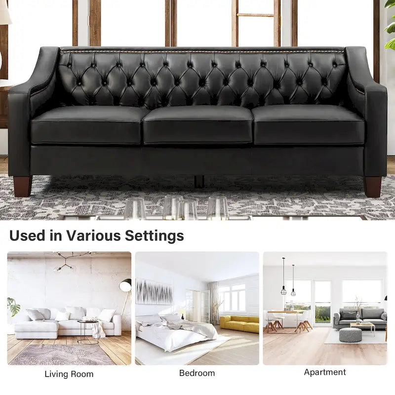 Brown / Camel / Navy / Dove / Burgundy / Sage / Black / Beige Transitional Genuine Leather 2-Seat Sofa