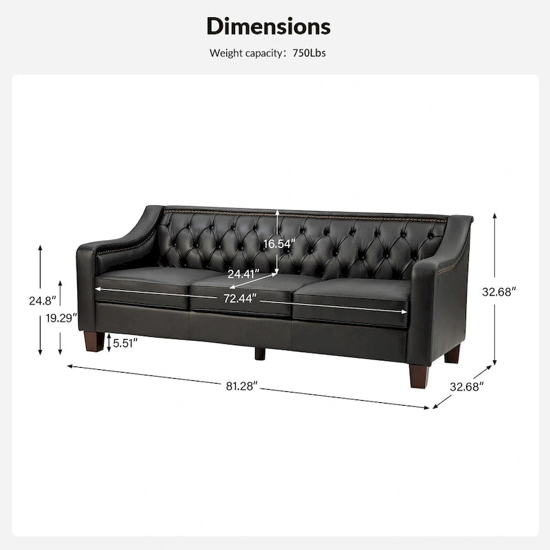 Brown / Camel / Navy / Dove / Burgundy / Sage / Black / Beige Transitional Genuine Leather 2-Seat Sofa