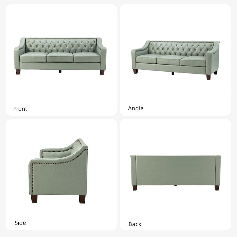 Brown / Camel / Navy / Dove / Burgundy / Sage / Black / Beige Transitional Genuine Leather 2-Seat Sofa