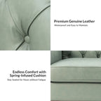 Brown / Camel / Navy / Dove / Burgundy / Sage / Black / Beige Transitional Genuine Leather 2-Seat Sofa