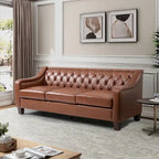 Brown / Camel / Navy / Dove / Burgundy / Sage / Black / Beige Transitional Genuine Leather 2-Seat Sofa
