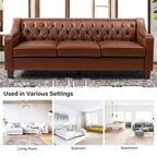 Brown / Camel / Navy / Dove / Burgundy / Sage / Black / Beige Transitional Genuine Leather 2-Seat Sofa