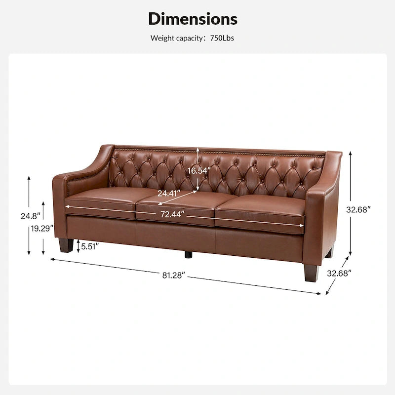 Brown / Camel / Navy / Dove / Burgundy / Sage / Black / Beige Transitional Genuine Leather 2-Seat Sofa