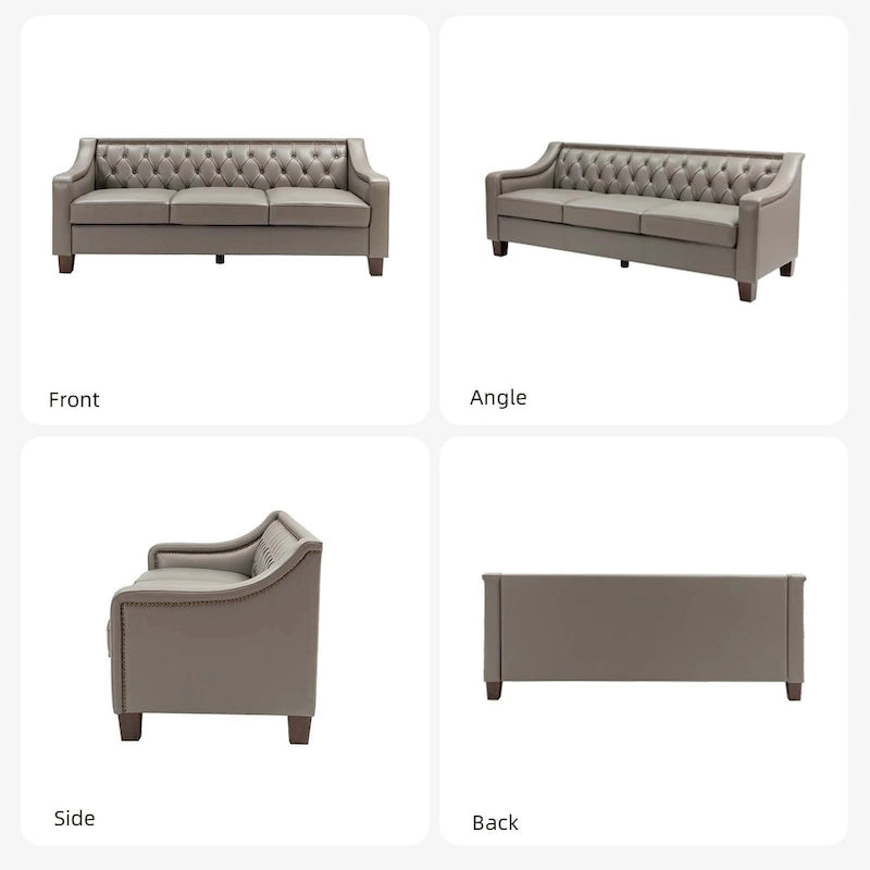 Brown / Camel / Navy / Dove / Burgundy / Sage / Black / Beige Transitional Genuine Leather 2-Seat Sofa