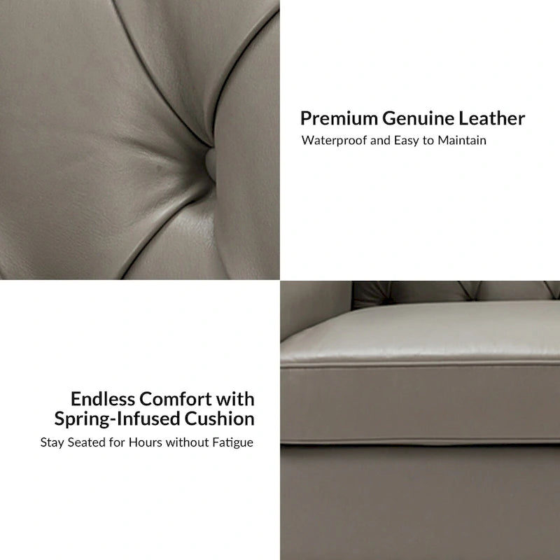 Brown / Camel / Navy / Dove / Burgundy / Sage / Black / Beige Transitional Genuine Leather 2-Seat Sofa