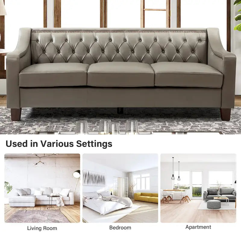 Brown / Camel / Navy / Dove / Burgundy / Sage / Black / Beige Transitional Genuine Leather 2-Seat Sofa