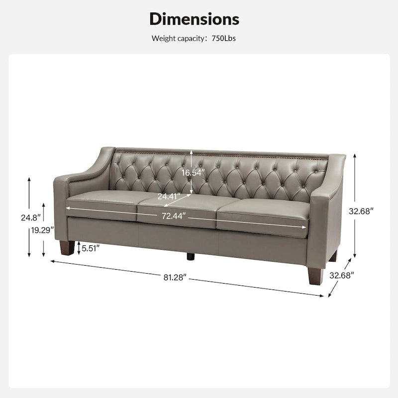 Brown / Camel / Navy / Dove / Burgundy / Sage / Black / Beige Transitional Genuine Leather 2-Seat Sofa