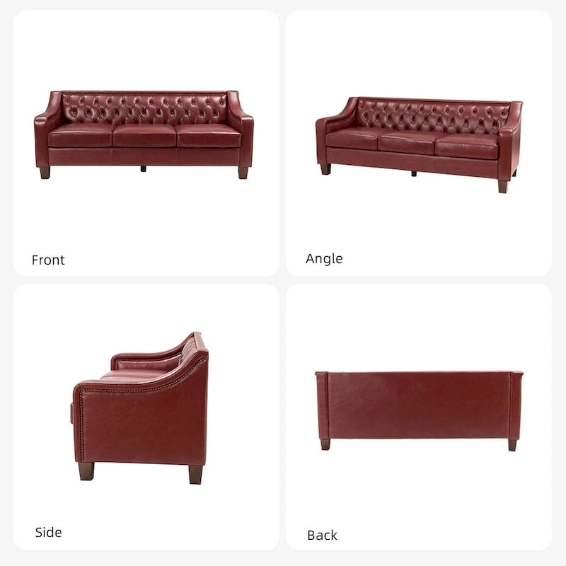 Brown / Camel / Navy / Dove / Burgundy / Sage / Black / Beige Transitional Genuine Leather 2-Seat Sofa