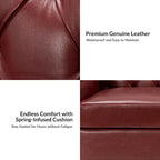 Brown / Camel / Navy / Dove / Burgundy / Sage / Black / Beige Transitional Genuine Leather 2-Seat Sofa
