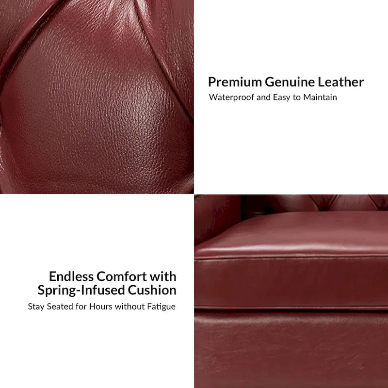 Brown / Camel / Navy / Dove / Burgundy / Sage / Black / Beige Transitional Genuine Leather 2-Seat Sofa