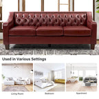 Brown / Camel / Navy / Dove / Burgundy / Sage / Black / Beige Transitional Genuine Leather 2-Seat Sofa