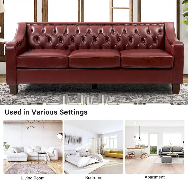 Brown / Camel / Navy / Dove / Burgundy / Sage / Black / Beige Transitional Genuine Leather 2-Seat Sofa
