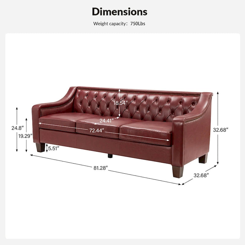 Brown / Camel / Navy / Dove / Burgundy / Sage / Black / Beige Transitional Genuine Leather 2-Seat Sofa