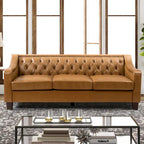 Brown / Camel / Navy / Dove / Burgundy / Sage / Black / Beige Transitional Genuine Leather 2-Seat Sofa