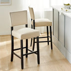 Beige Contemporary Linen Barstool, Set of 2