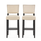 Beige Contemporary Linen Barstool, Set of 2