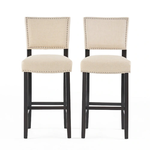 Beige Contemporary Linen Barstool, Set of 2