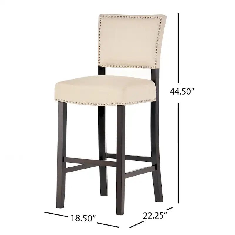 Beige Contemporary Linen Barstool, Set of 2