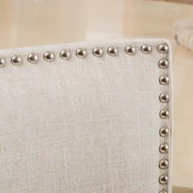 Beige Contemporary Linen Barstool, Set of 2