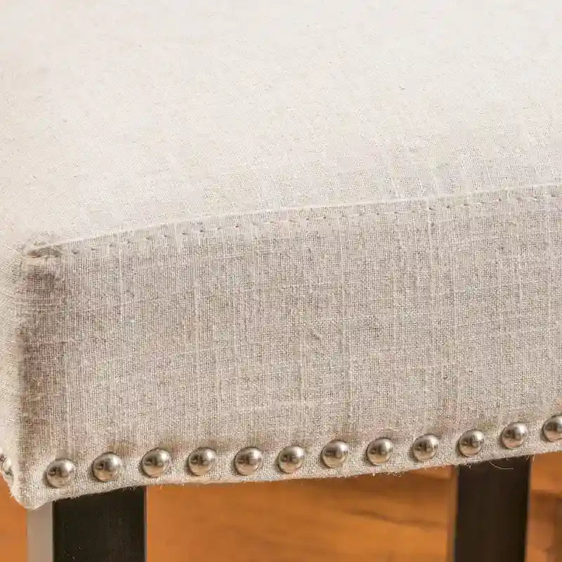 Beige Contemporary Linen Barstool, Set of 2