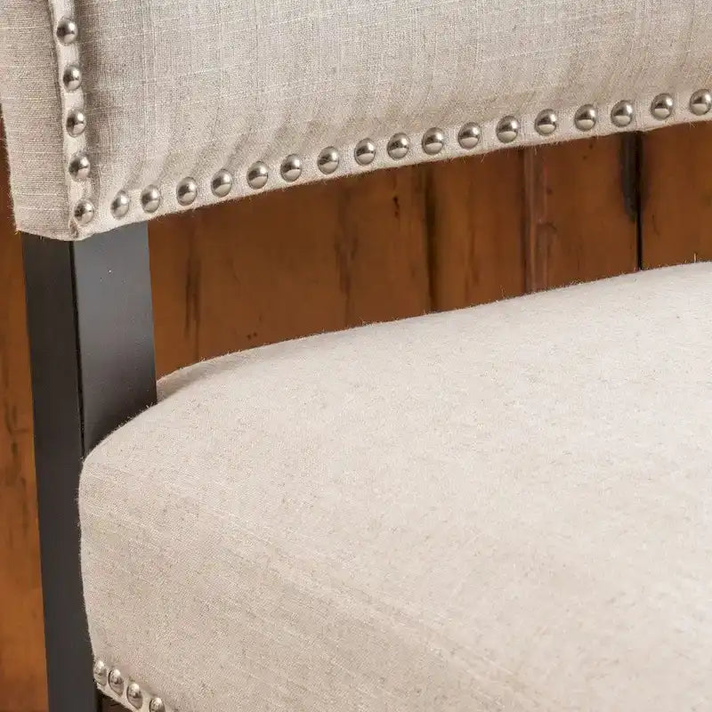 Beige Contemporary Linen Barstool, Set of 2