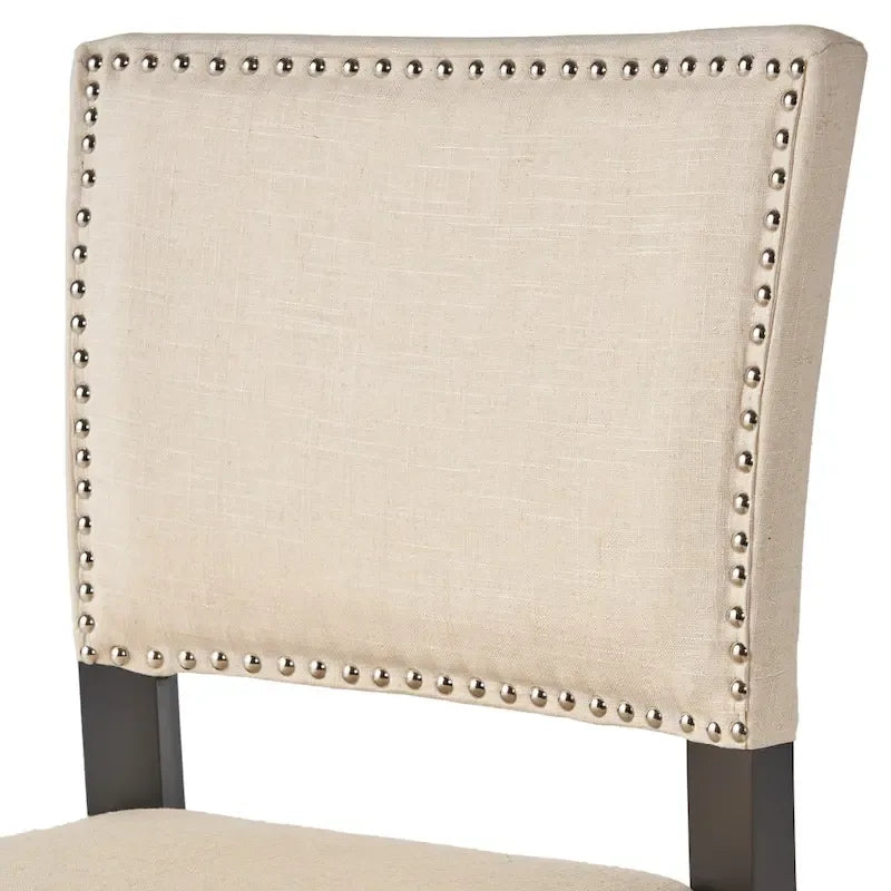 Beige Contemporary Linen Barstool, Set of 2