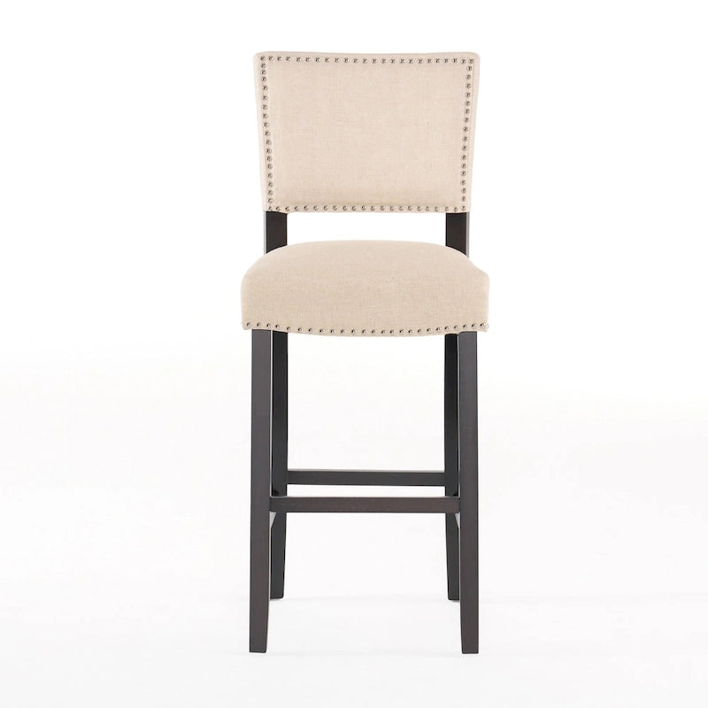 Beige Contemporary Linen Barstool, Set of 2