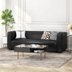 Faux Leather 3-Seater Tuxedo Sofa – Dark Walnut Legs