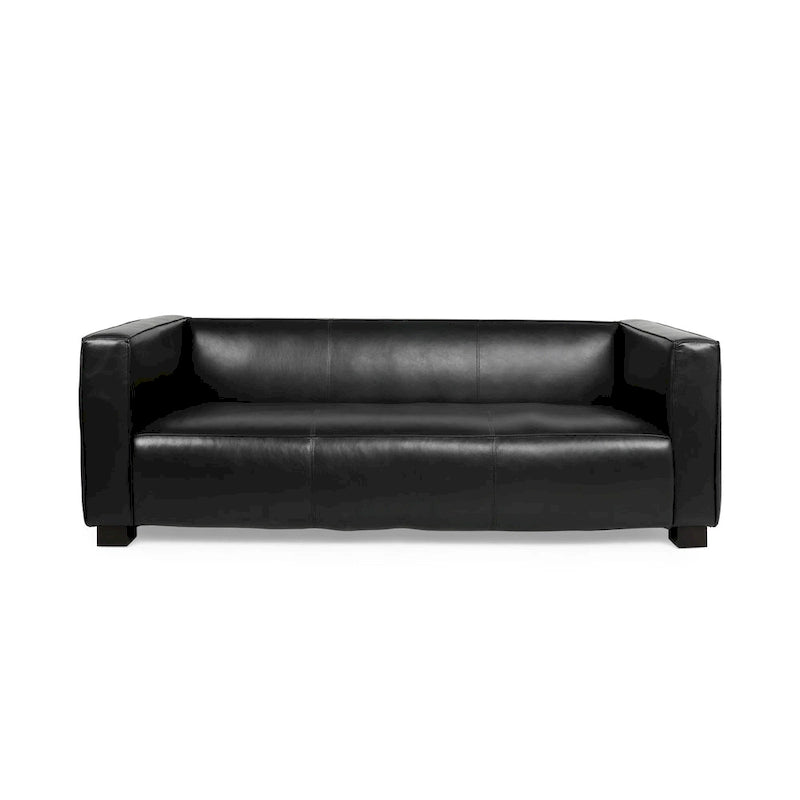 Faux Leather 3-Seater Tuxedo Sofa – Dark Walnut Legs